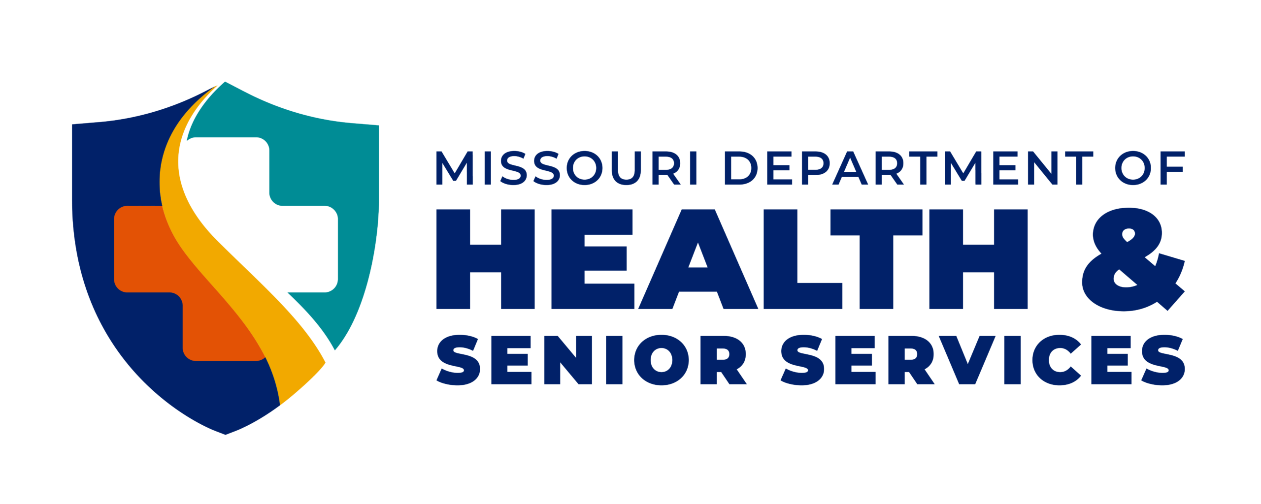 Logo of the Missouri Department of Health & Senior Services, featuring a shield with a cross and swoosh, next to bold text of the department’s name.